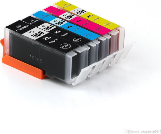 Compatible Multipack Eco Canon PGI-550XL & CLI-551XL BK PBK C M Y PGI550 CLI551 550 551 Set 5 Inks IP 7240 MG 5450 MG 5550 MG 6350 MG 6450 MG 7150 MX 925 IP 7250 IP7240 M