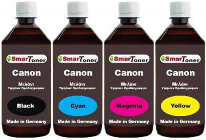 Canon Set 4 X 50ml Black Cyan Magenta Yellow Μελάνι Anti-uv Dye Bulk Ink Canon Dye Ink Canon 50ml Bk C M Y-dye