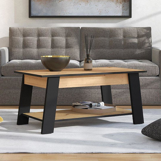 Κεντρικό Τραπεζάκι Piave Artisan Oak, Μαύρο Ματ