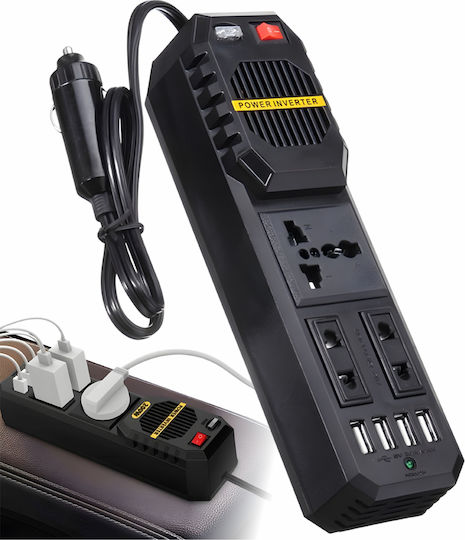Car Voltage Inverter Linomag Dc Ac 12v/220v Eu Uk Usa Au Plug Adapter 4xusb 2.1 Black