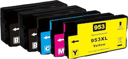 Hp Ink Multipack 953xl Black*1 + 953xl C*1 + 953xl M*1 + 953xl Y*1 Συμβατο Hp Officejet Pro 8710 All-in-one Hp Officejet Pro 8720 All-in-one Hp Officejet Pro 8728 All-in-one Hp Officejet Pro 8730 All-in-one Hp Officejet Pro 8740 All-in-one