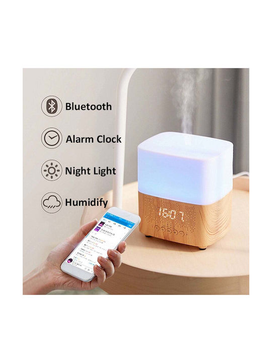 Wecker-Luftbefeuchter mit LED-Licht & Bluetooth-Lautsprecher Nachttisch-Aromatherapiegerät Aroma-Diffuser