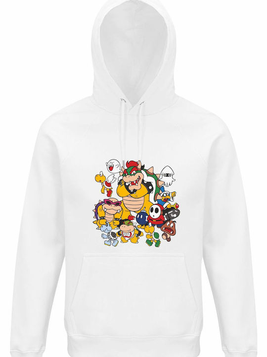 Hoodie Unisex Organic " Cute Nintendo Super Mario Characters " White
