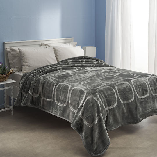 Charalambidis Textiles Κουβέρτα Ισπανίας Βελουτέ Μονή 160x220εκ. Γκρι Σκούρο