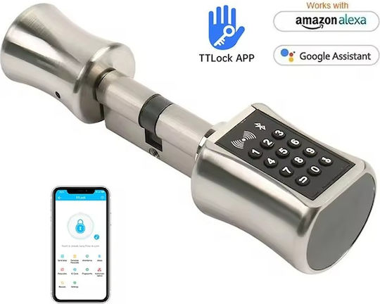 Ηλεκτρονική Κλειδαριά με Σύνδεση Wi-Fi και Bluetooth Ασημί