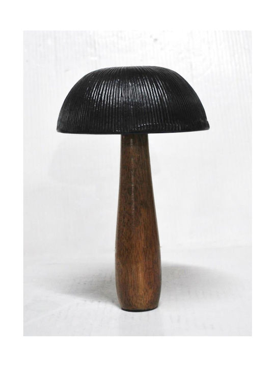 Tabletop Decorative Mushroom Wood & Metal Brown Black 14x14x23cm