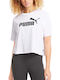 Logo Damen Crop T-Shirt Weiß