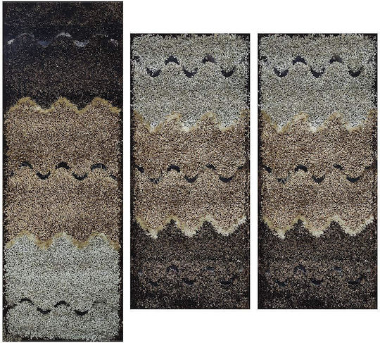 Koulis Carpets Сет Съвременни Спалня килими Кафяв QHT-168 3бр