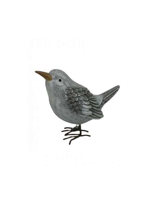 Dekorativer Vogel aus Polyester in Silber-Weiß 14,5x7,5x13,5cm