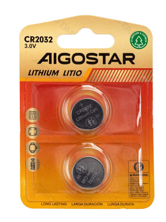 Aigostar Μπαταρίες Λιθίου Ρολογιών CR2032 3V 2τμχ
