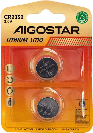Aigostar Μπαταρίες Λιθίου Ρολογιών CR2032 3V 2τμχ