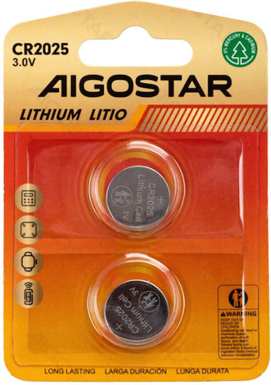 Aigostar Batterien Lithium für Uhren CR2025 3V 2Stück