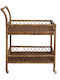 Rattan 2 Ebenen Freistehend Flaschenhalter mit Rädern Braun