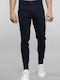 Men's Chino Elastic Slim Fit Trousers Navy Blue