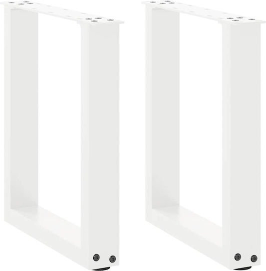 vidaXL Picior Metalic Mobilier 2 Bucăți Potrivit Pentru Masă / Măsuță 38x72cm Alb