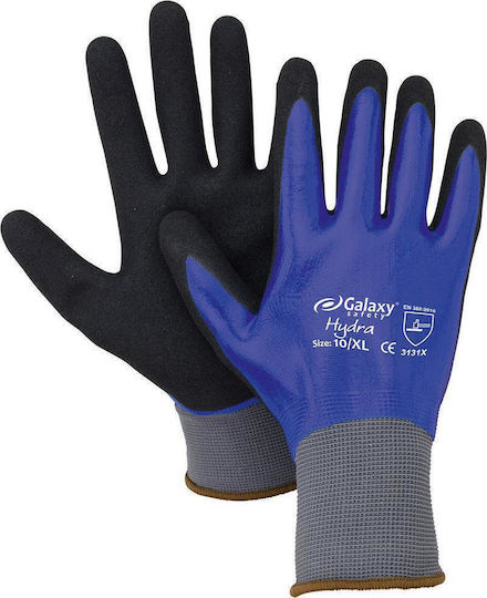 Galaxy Safety Solutions Αδιάβροχα Γάντια Εργασίας Μπλε Latex/Πολυεστέρα