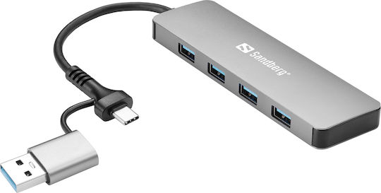 Sandberg 4-Port USB 3.0 Hub with USB-A Connection Gray