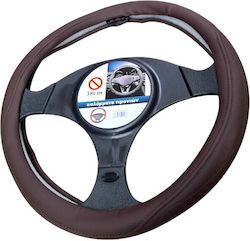 Husă Volan Auto din Piele ecologică Maro cu Cus...