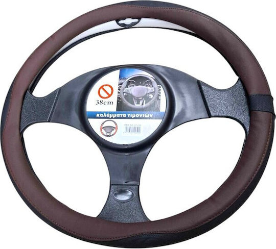 Car Steering Wheel Cover Leather Brown