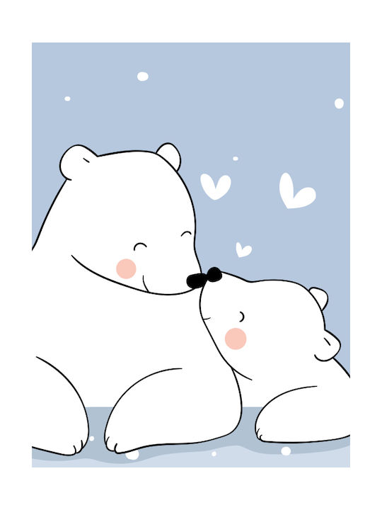 Tablou Copilăresc Happy Bears cu Ramă Albă din Plastic 21x30buc
