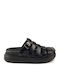Leather Mules with Low Heel in Black Color