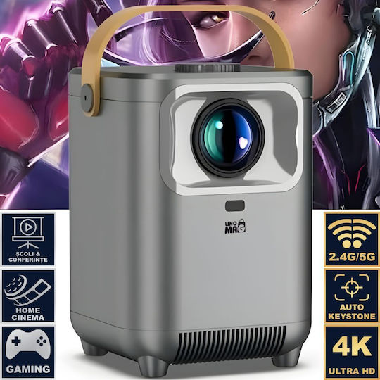 Linomag Мини Проектор DLP HD с Wi-Fi и вградени високоговорители Сив