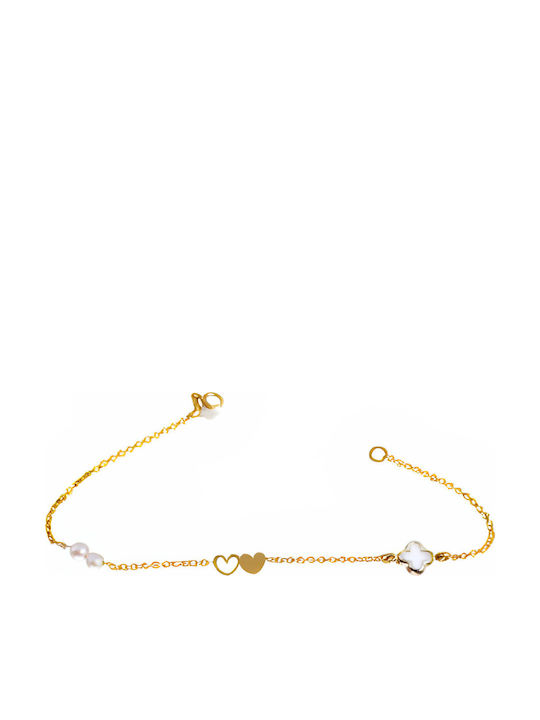 Gatsa Παιδικό Βραχιόλι από Χρυσό 14K με Καρδιά & Σταυρό