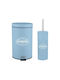 E-3659 Metallisches Badezimmer Mülleimer und Bürsten Set 7lt Hellblau