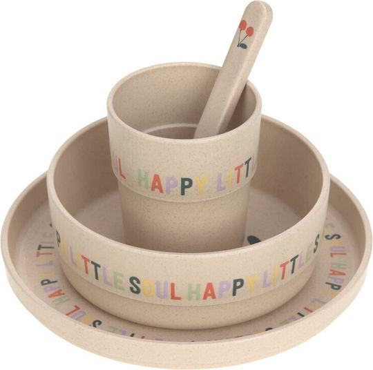 Laessig Set De Hrană Happy Fruits Din Porțelan Roz 4 Piese