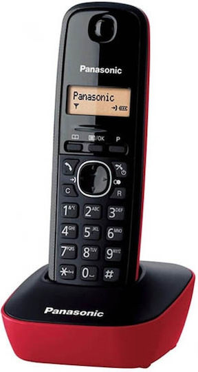 Panasonic KX-TG1611SPR Cordless Phone Black-Red