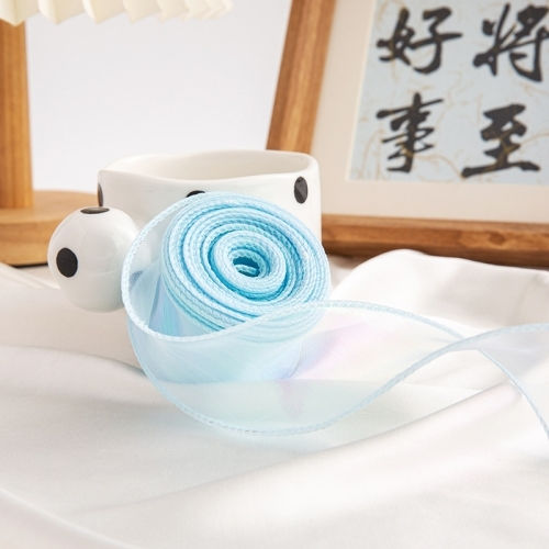 4cm X 9m Light Blue Symphony Fishtail Yarn Flower Cake Baking Packaging Ribbon Lace Decorative Fabric