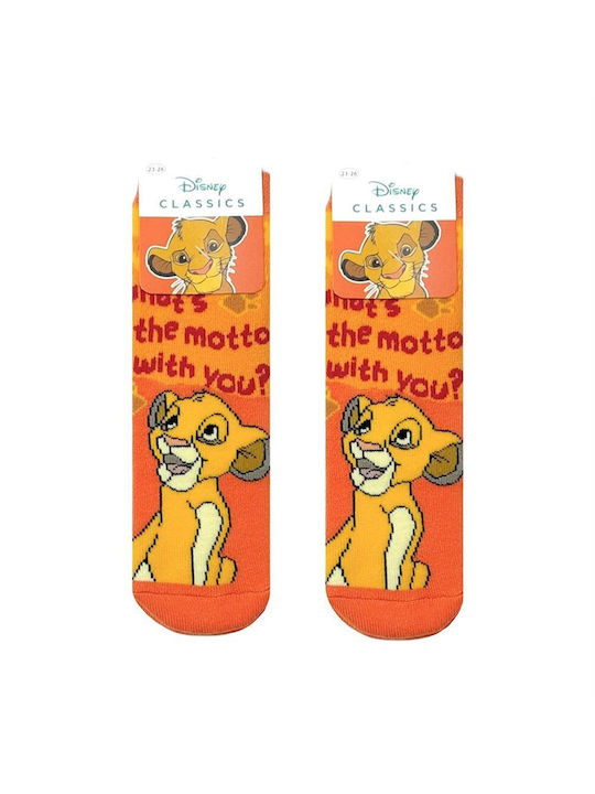 Disney Kids' Socks Non-Slip Lion King Orange
