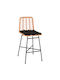 Garden Stool Bar Outdoor Rattan with Cushion Black Beige 47x47x101cm
