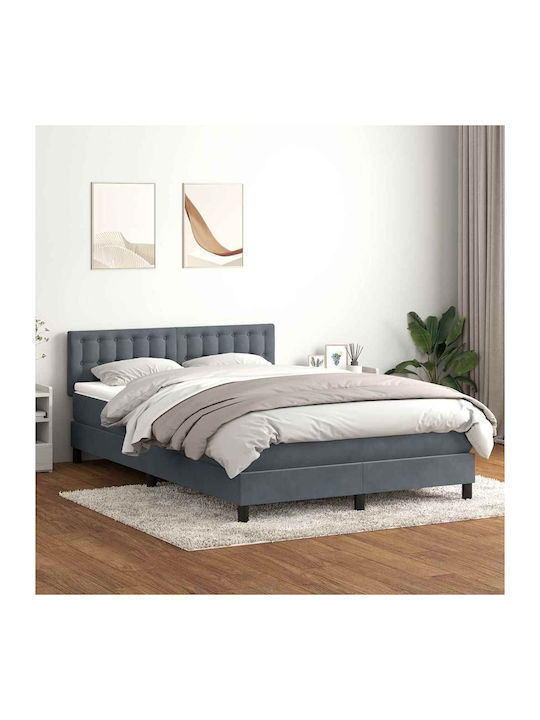 Doppelbett Mit Stoff Dunkelgrau Mit Lattenrost & Matratze 160x210cm