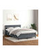 Doppelbett Mit Stoff Dunkelgrau Mit Lattenrost & Matratze 160x210cm