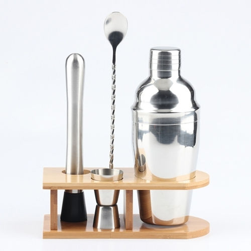 550ml 4-in-1 Stainless Steel Shaker Set Bamboo Tools