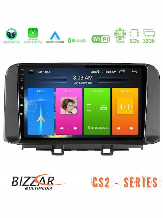 Bizzar Car Audio System for Hyundai Kona 2018-2023 (Bluetooth/USB/AUX/WiFi/GPS/Apple-Carplay/Android-Auto) with Touch Screen 10"