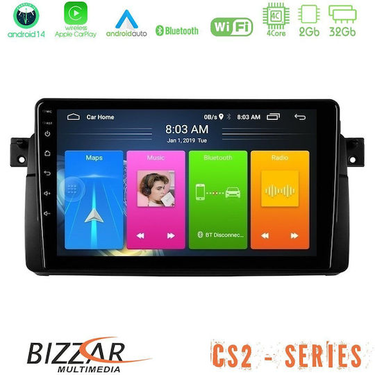 Bizzar Auto-Audiosystem für BMW E46 2022-2023 (Bluetooth/USB/AUX/WiFi/GPS/Apple-Carplay/Android-Auto) mit Touchscreen 9"