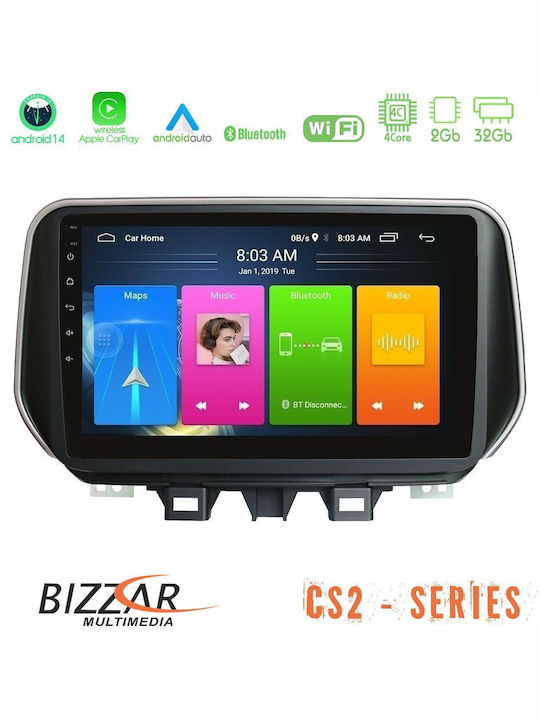 Bizzar Auto-Audiosystem für Hyundai iX35 2018 – 2020 (Bluetooth/USB/AUX/WiFi/GPS/Apple-Carplay/Android-Auto) mit Touchscreen 10"