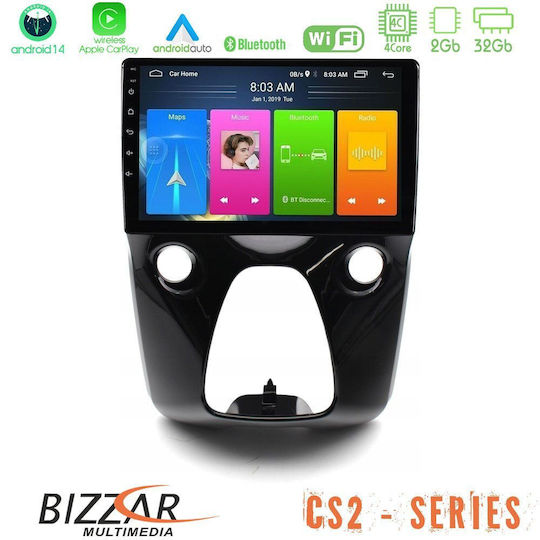Bizzar Ηχοσύστημα Αυτοκινήτου για Peugeot 108 / 107 Toyota Aygo Citroen C1 2014 (Bluetooth/USB/AUX/WiFi/GPS/Apple-Carplay/Android-Auto) με Οθόνη Αφής 10"