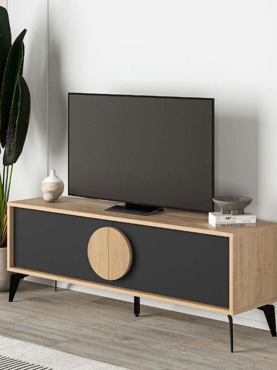 Έπιπλο Τηλεόρασης Gora από Μέταλλο & Ξύλο Sapphire Oak - Silky Black Μ140xΠ35.6xΥ51cm