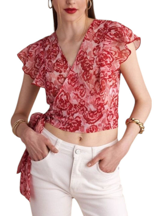 Γυναικείο Crop Top Floral Red