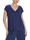Women's Blouse Short Sleeve Blue