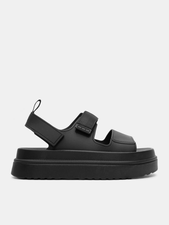 Luigi Sandale Casual Damă Flatforme Negre