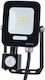 Eurolamp Waterproof LED Flood Light 10W Cold White 6500K with Motion Sensor IP54