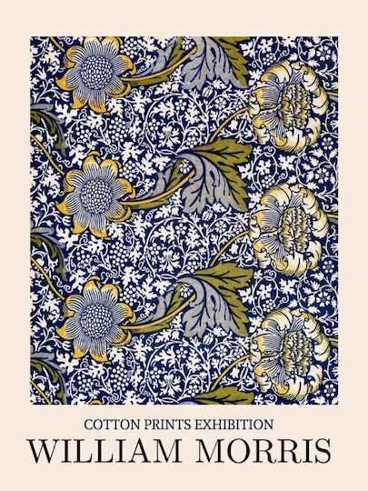 William Morris "blaue Chrysantheme" Leinwanddruck 30*40 cm Nur Leinwand