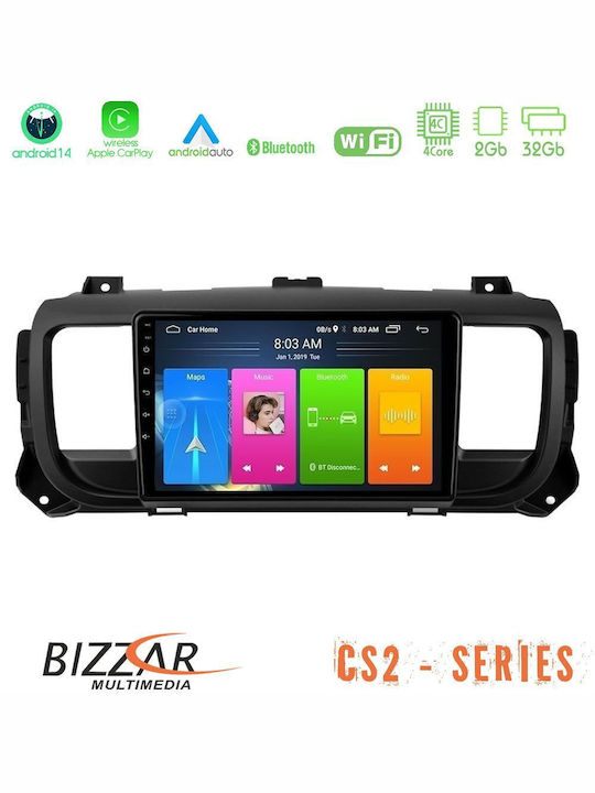 Bizzar Auto-Audiosystem für Peugeot Experte / Reisender Opel Vivaro Toyota Proace Citroen Springend 2017 (Bluetooth/USB/AUX/WiFi/GPS/Apple-Carplay/Android-Auto) mit Touchscreen 9"