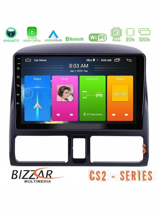 Bizzar Sistem Audio Auto pentru Honda CR-V - Comerț electronic 2002-2006 (Bluetooth/USB/AUX/WiFi/GPS/Apple-Carplay/Android-Auto) cu Ecran Tactil 9"
