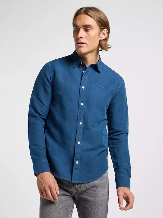 Lee Langärmlig Leinen Hemd Dark Blue