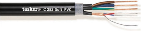 Tasker C283 Soft PVC Hybrid Meter Cable DMX 110 Ohm + Power Cable 1x2x0.22+3x1.50mm² Black Bulk M Hybrid Meter Cable DMX 110 Ohm + Power Cable 1x2x0.22+3x1.50mm² Black